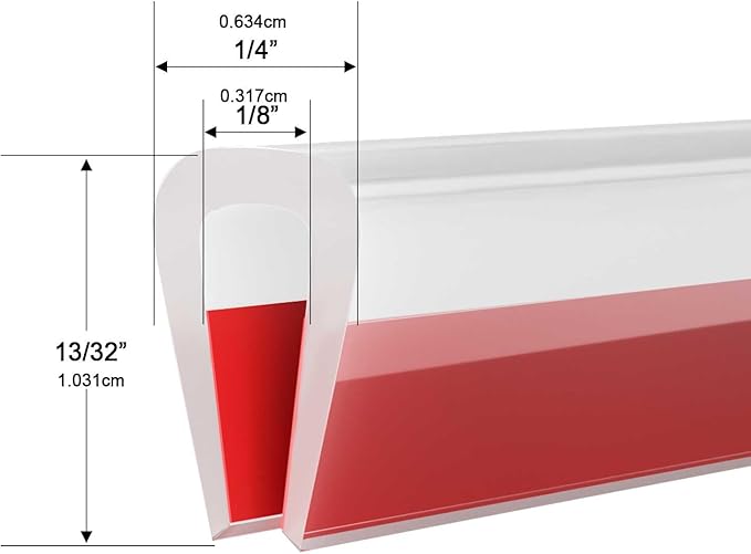 Silicone Edge Trim Self-Adhesive U Channel Silicone Edge Trim Edge Protector for Sheet Metal (Clear, Fit 1/8" - L 20')
