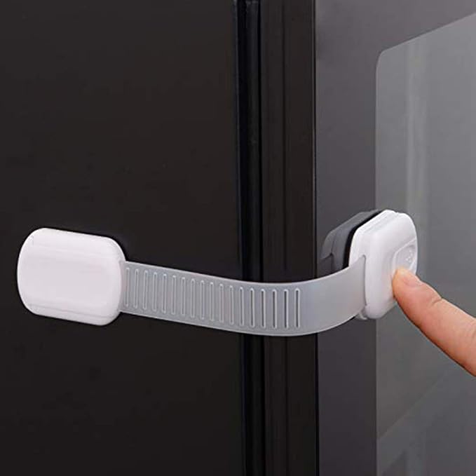 Child Safety Strap Locks - 24 Pcs Baby Proofing kit - Cabinet, Drawer, Cupboard, Toilet Seat, Refrigerator, Oven, Dishwasher Locks - 3M Adhesive Adjustable Toilets Seat Fridge Latches - No Drilling