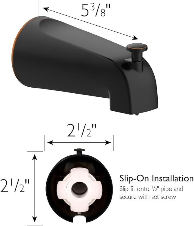Design House Bathtub Diverter Spout, 1/2-in. Slip-Fit, Oil-Rubbed Bronze, 5.34 In. L x 2.5 In. W x 2.8 In. H, 522938