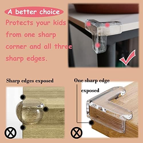 saicheek 4Pcs Small(Length: 1.4inch) Silicone Corner Protector Baby Proofing,Table Corner Protectors for Baby,Strong Adhesive T Shaped Baby Head Protector Table Corner Protectors for Furniture (4)