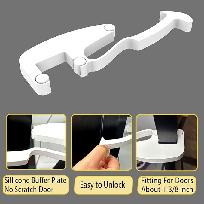Kids Safety Door Lock, Child Proof Door Latch, Baby Pinch Guard Door Stopper for Knobs & Lever Handles, No Tools Need for Install and Portable [U.S Patent Pending] (White 1 Pack)