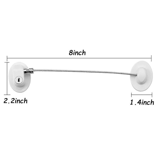 4 Pack Refrigerator Locks with 8 Keys,Child Safety Fridge Lock,Refrigerator Lock Combination,Mini Fridge,File Drawer,Toilet Seat Lock with Strong Adhesive (White)