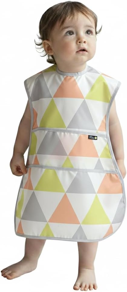 Plie Full Coverage Waterproof Feeding Bib for Toddlers – Extra Long Apron Bib for Mealtime, Self-Feeding, High Chairn