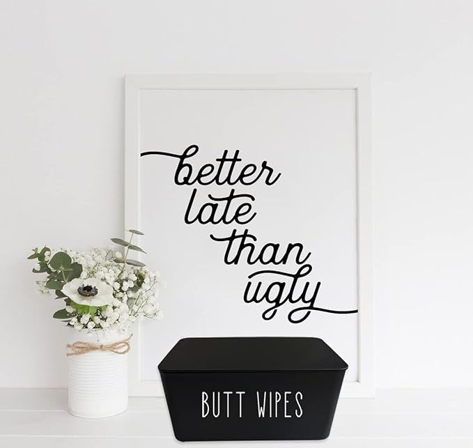 Moorfowl Butt Wipes Dispenser for Bathroom, Upgrade Size(8.2L x 4.9W x 3.9H inches), Large Capacity Flushable Wipes Holder Container for Restroom