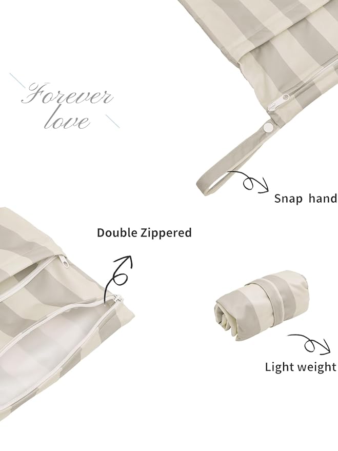 ALVA ALVABABY 2pcs Cloth Diaper Wet Dry Bags Waterproof Reusable with Two Zippered Pockets Travel Beach Pool Daycare Soiled Baby Items Yoga Gym Bag for Swimsuits or Wet Clothes LZ8485