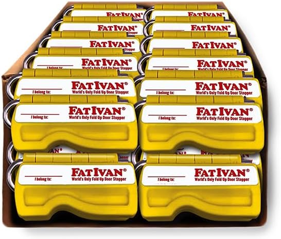 The Original Fat Ivan Fold Up Doorstop Wedge with Magnet - for Moving Office Home or School - Great for Police, Admin, Firefighters and Any time You Need a Door to Stay Open (24, Yellow)