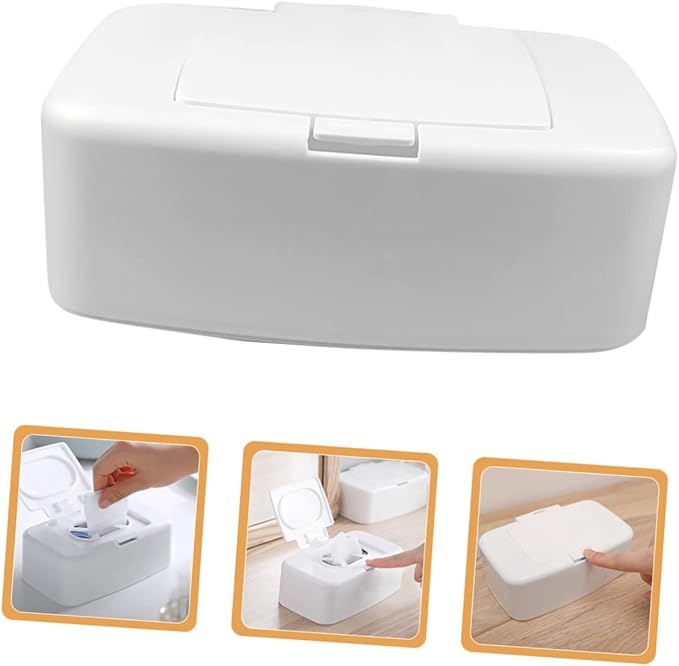 Refillable Baby Wipes Dispenser Box with Nonslip Base One-Handed Wet Wipe Holder for Living Room Nursery Kitchen and Bathroom Use 6.7 Inch Compact Wet Tissue Container