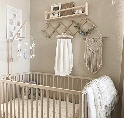 Baby Crib Mobile – Wooden Hanging Nursery Baby Mobile for Crib, Nursery Decor for Boys & Girls, Perfect Shower Gift, Moon & Stars (Grey, White & Cream) Also Fits Bassinets, Sorrel + Fern