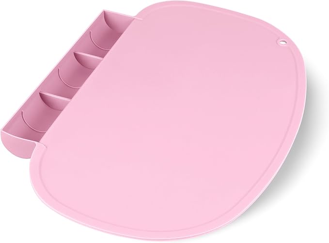 Silicone Placemat for Baby, Tablemats with Food Catching Pocket, Non-Slip Silicone Placemat for Restaurants Home Travel (Pinkesque)