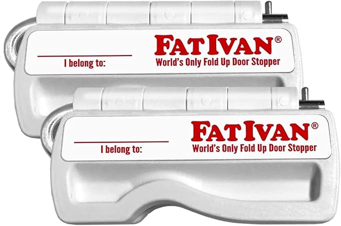 The Original Fat Ivan Fold Up Doorstop Wedge with Magnet - for Moving Office Home or School - Great for Police, Admin, Firefighters and Any time You Need a Door to Stay Open White 2 Pack