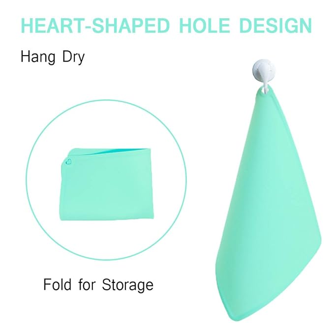 Kids Placemats, Silicone Baby Placemats for Kids Toddler Children Reusable Non-Slip Table Mats, Baby Food Mats for Restaurant, 2 Pack, Blue/Baby Green