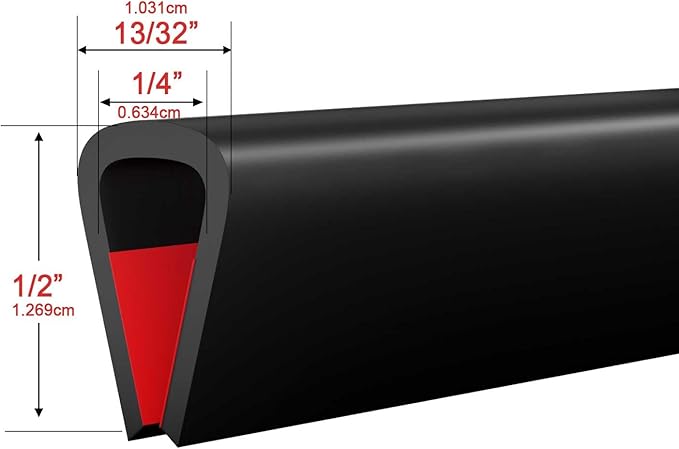 Silicone Edge Trim Self-Adhesive U Channel Silicone Edge Trim Edge Protector for Sheet Metal (Black, Fit 1/4" - L 20')