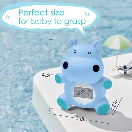 Baby Bath Tub Thermometer for Newborn - Bathtub Water Temperature Thermometer for Toddler, Safety Floating Bathing Tub Toy Newborn Bath Essentials, Gift for Mom Kid Girls Boys (Hippo)