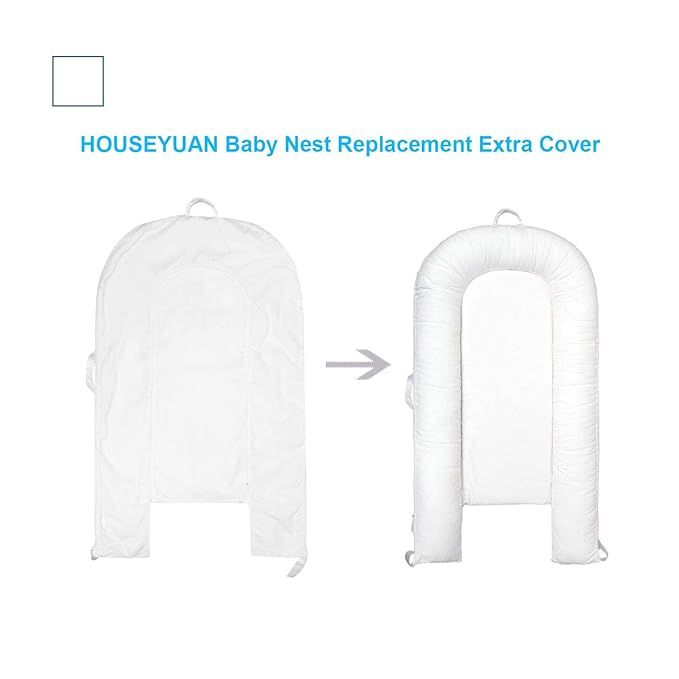 HOUSEYUAN Infant Baby Lounger Replaceable Cover co-Sleeping Newborn Baby Nest Backup Cover Breathable Machine Washable (Off White)