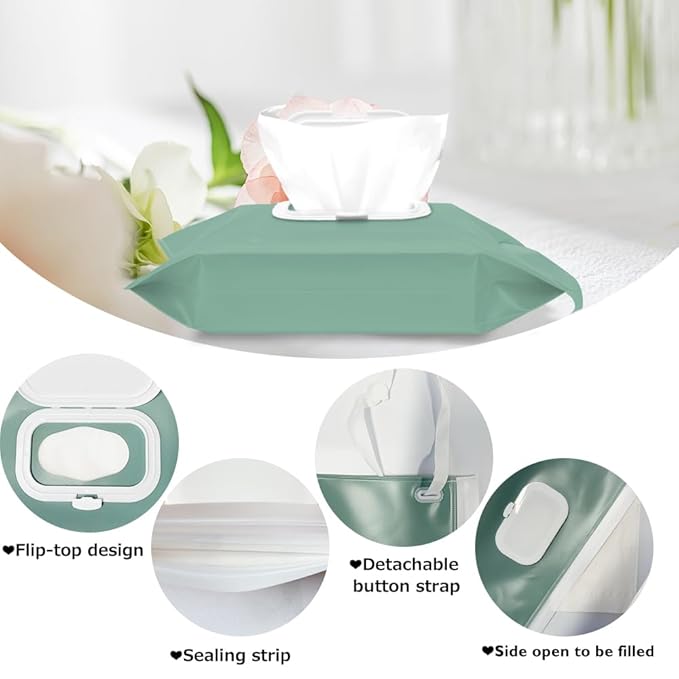 4 Pack Baby Wipes Dispenser [New Version-One Press Open],Portable Wipe Pouch,Refillable Wipe Holder, Baby Wipes Container Reusable Wet Wipes Bags Pouch for Travel (C)