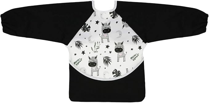 Hi Sprout Infant Toddler Baby Waterproof Sleeved Bib, Bib with Sleeves&Pocket, 6-24 Months