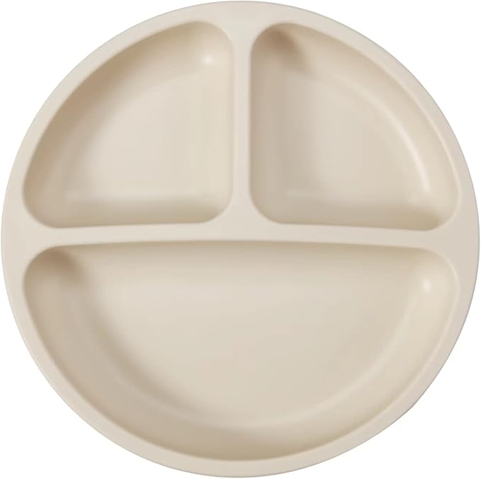 PandaEar 3 Pack Toddler Plates, Silicone Divided Suction Plate for Babies, BPA-Free 100% Food-Grade Silicone Unbreakable Baby Plate (Pink/Green/Cream)