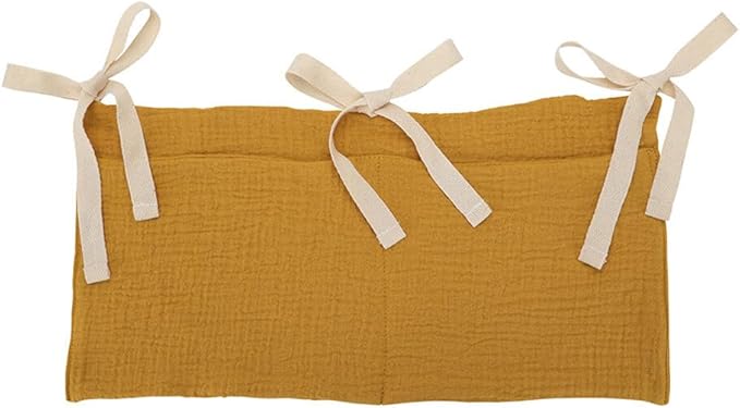 Hanging Baby Diaper Caddy Organizer, Diaper Stacker, Baby Crib Pocket with Straps Classified Storage Bag Organizer for Nursery Diapers Wipes Baby Essentials (Yellow)