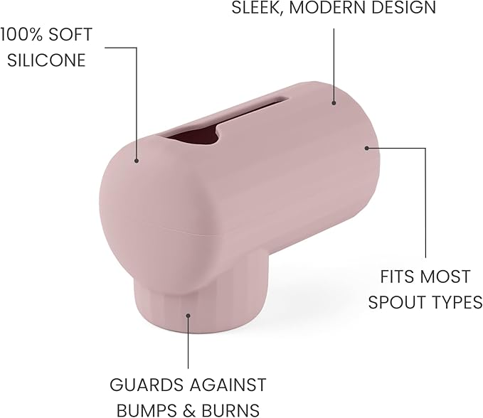 Bath Spout Cover, Soft Silicone Bathtub Faucet Cover Safety Universal Fit (Blush)
