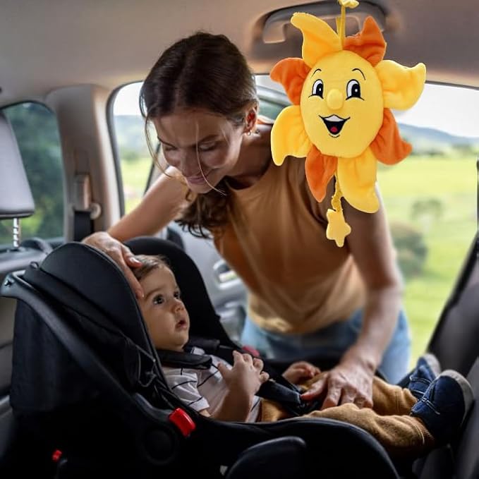 Boodeze Newborn Baby Musical Toy for Infant 0,3,6,12 Months, Soft Hanging Plush Stroller Toy for 6 to 12 Months Baby with You are My Sunshine Music, Brighten Boy and Girl's Bed,Carseat and Room