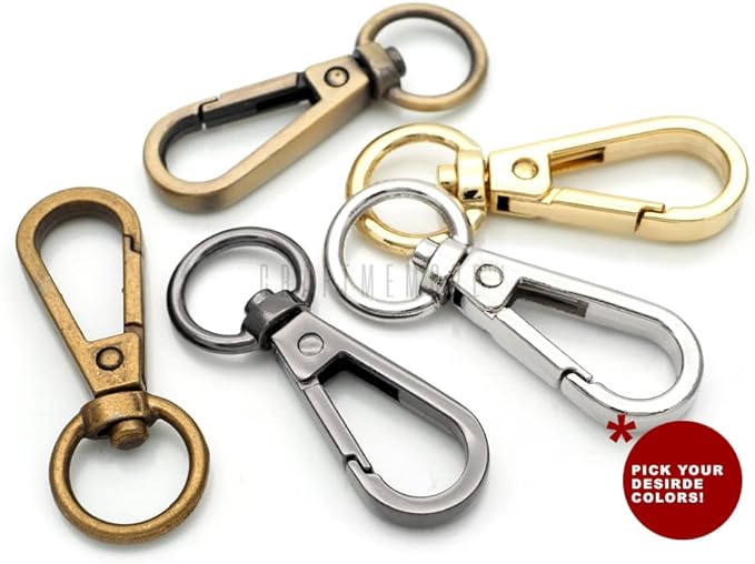 CRAFTMEMORE 10pcs Swivel Lobster Clasps Push Gate Snap Hook Bag Clips Purse Accessories FSO (Silver)