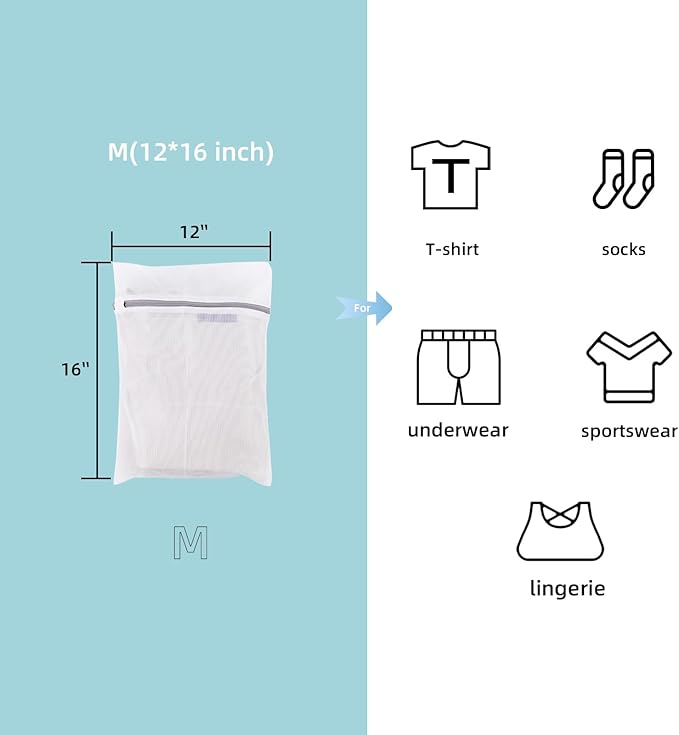 GOGOODA 3 Pack Medium Mesh Wash Bags 12 x 16 inches Travel Laundry Bag for Lingerie, Hosiery, Shirt, Blouse