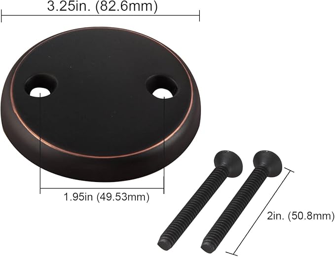 Dual Hole Bathtub Drain Overflow Plate with Two Matching Screws, Easy to Install, Venetian Bronze