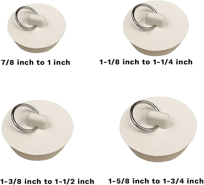 CICITOYWO Bath Tub Drain Stoppers, 4 Pieces Sink Bathtub Plug Rubber Kitchen Bathroom Laundry Bar Water Stopper Seal with Hanging Ring for Shower Faucet Cover Pool Plugs and Caps