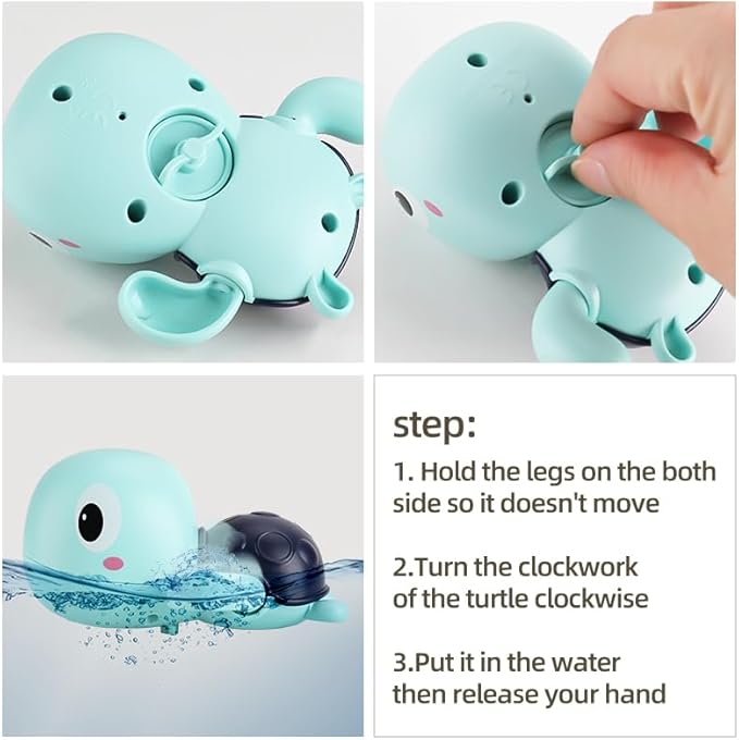 XAWACAH Bath Toy for Toddlers 18 Months, No-Hole Bathtub Toys with Baby Bath Animals, Wind-Up Turtles, Fishing Net & Storage Bag, Floating Toys for Toddlers 1-3 Year Old Boys Girls (11 Pack)