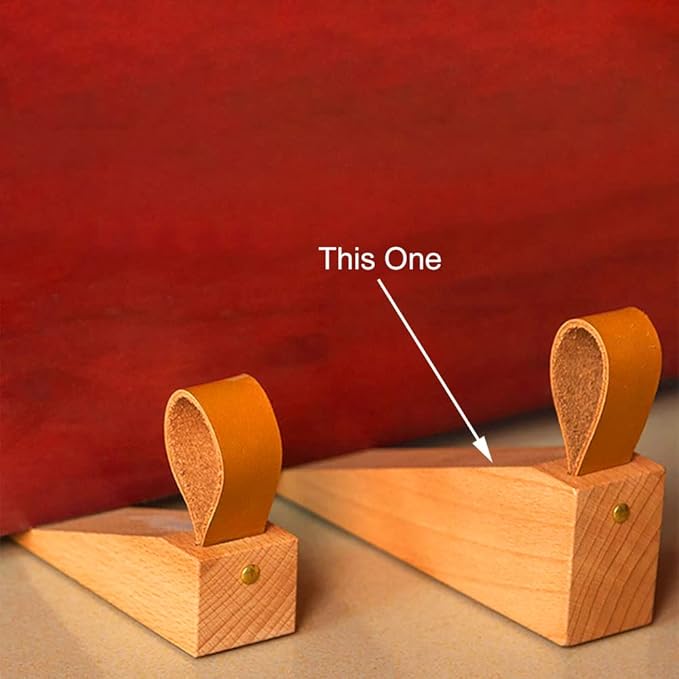 Wood Door Stopper, Solid Wooden Non-Slip Door Wedges, Sturdy and Durable Door Stop Wedge, Door Stopper Fit for Door Bottom Seam (0.2" - 1.3") 1 Pack