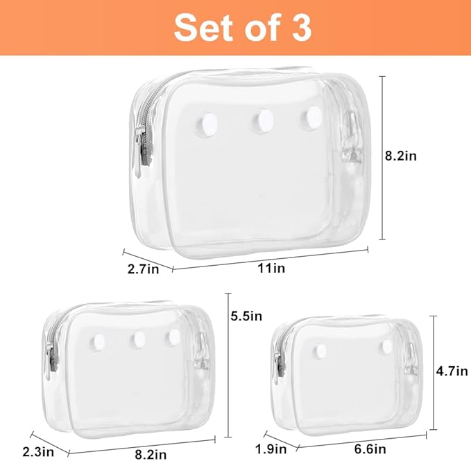 3 Packs Clear Bogg Beach Tote Bag with 2 Pack Insert Hooks Accessories for Bogg Bags Travel Makeup Clean Toiletry Brush Organizer Cosmetic Divider Storage Inner Pouch