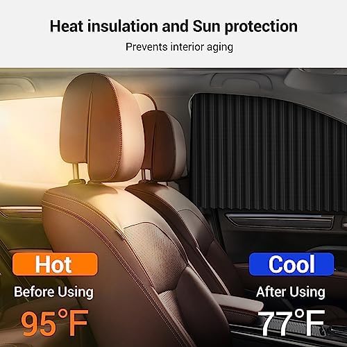 ZATOOTO Car Side Window Sun Shades - Privacy Magnetic Black 2 Pcs Covers Blinds Curtains - Auto Accessories Sunshades Keeps Cooler Screen for Baby Sleeping