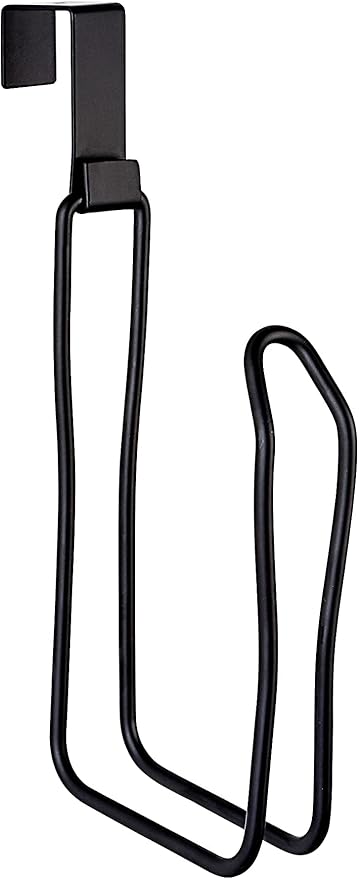 SunnyPoint Over The Tank Toilet Tissue Paper Roll Holder Dispenser and Reserve for Bathroom Storage and Organization - Metal, Hanging, Holds 1 Roll (Black)