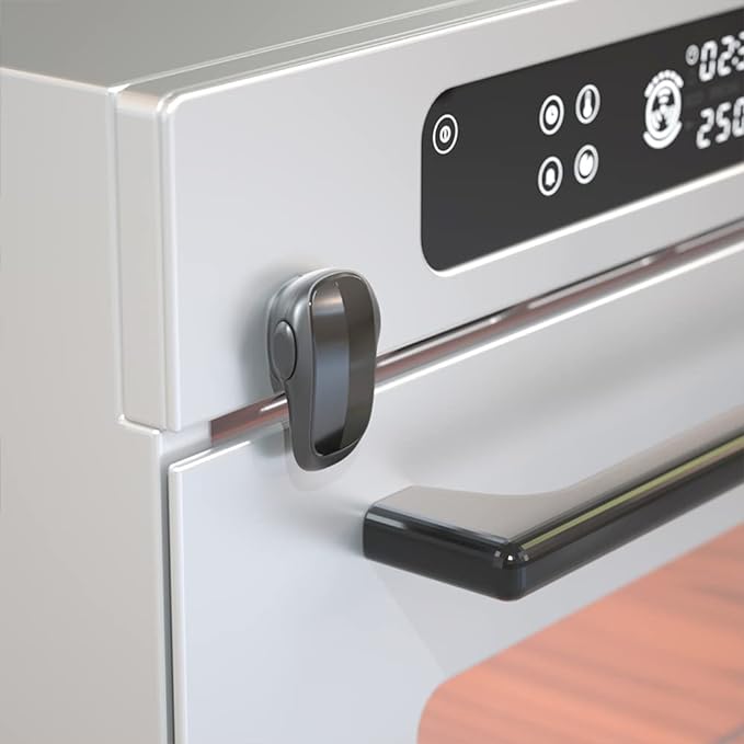Mom's Choice Gold Awards Winner - SAFELON 1 Pcs Baby Safety Oven Door Lock, Double Button Oven Lock for Kitchen Safety (Black)