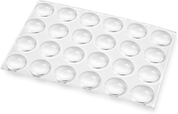 Slipstick Premium Cabinet Door Bumpers 3/8” Round Clear Adhesive Pads, Cabinet Stoppers, Rubber Bumpers for Drawers, Cupboards, Cutting Boards, Glass Tops, Picture Frames, Furniture, 24 Dampers