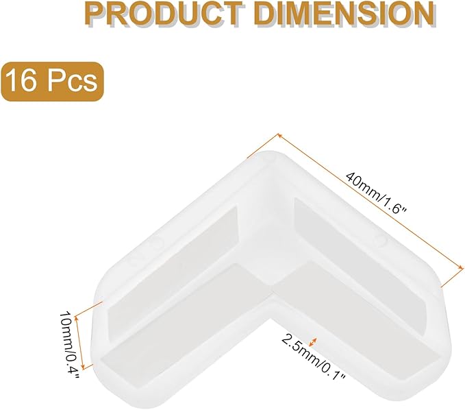 uxcell Corner Protectors, 16 Pcs Table Corner Protectors, Furniture Corner Guard and Edges Safety Bumpers for Table Edges and Sharp Corners (L-Shaped, White)