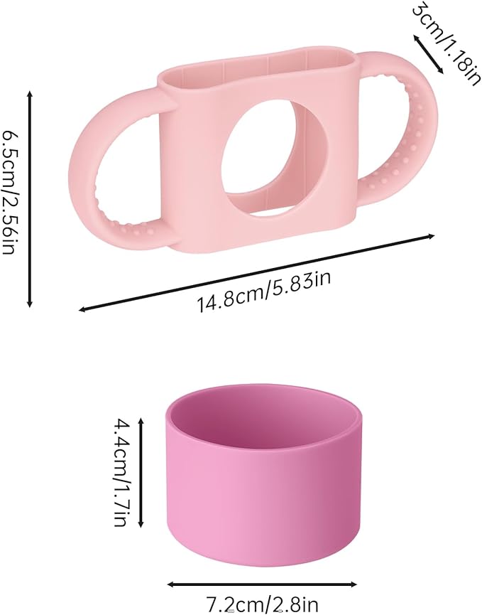 NiHome Silicone Double Handle & Boot for Owala Kids’ Tumbler 12oz 15oz, Easy to Install for Toddlers to Grip & Train, Shock-Absorbing Bottom Sleeve Drop Protection, Soft and Safe for Daily Use (Pink)