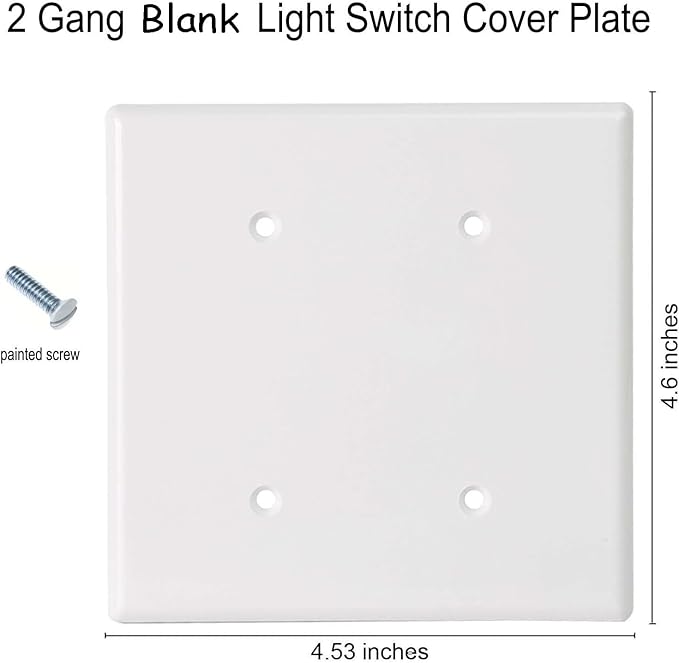 Blank Wall Plates 2-Gang blank Switch Outlet Electrical Cover Plate Unbreakable Thermoplastic Faceplate for Light Receptacle Outlet Switch, White (10 Pack)