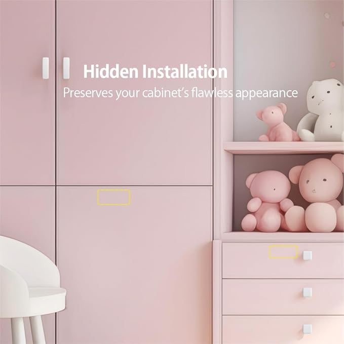 Cabinet Lock RFID Card NFC eLinkSmart Hidden Drawer Lock for Girls Women Cupboard Door Kitchen Pantry Furniture Support Phone or Watch App No Drilling Required Pink
