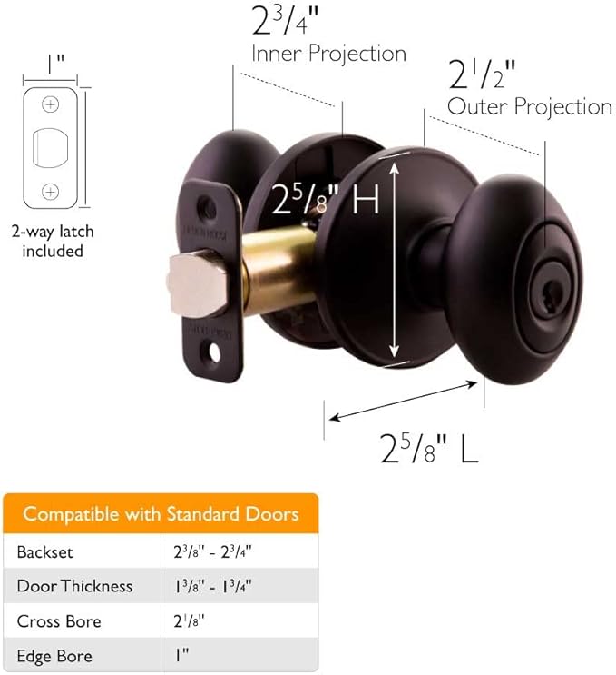 Design House 779199 Egg Keyed Entry Door Knob Matte Black