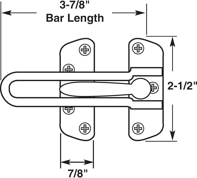 Prime-Line U 9902 Swing Bar Lock for Hinged Swing-In Doors – Secondary Security Lock for Door and Home Security, 3-7/8 in. Bar Length, Diecast Zinc Construction, White Finish (Single Pack)