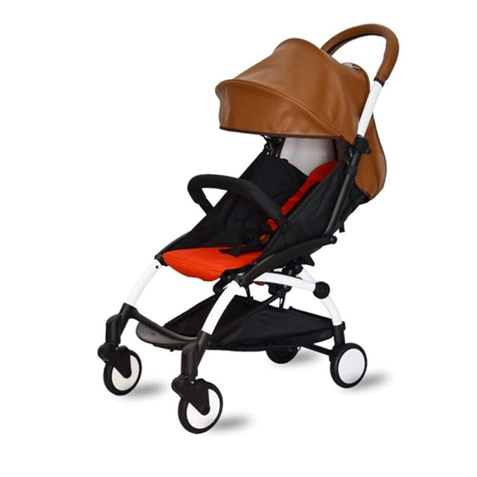 MINILUJIA Baby Stroller Armrest Bumper Handlebar Sleeve Cover Universal Handle Cover DustProof Protect PU Leather Case with Removable Zipper Brown