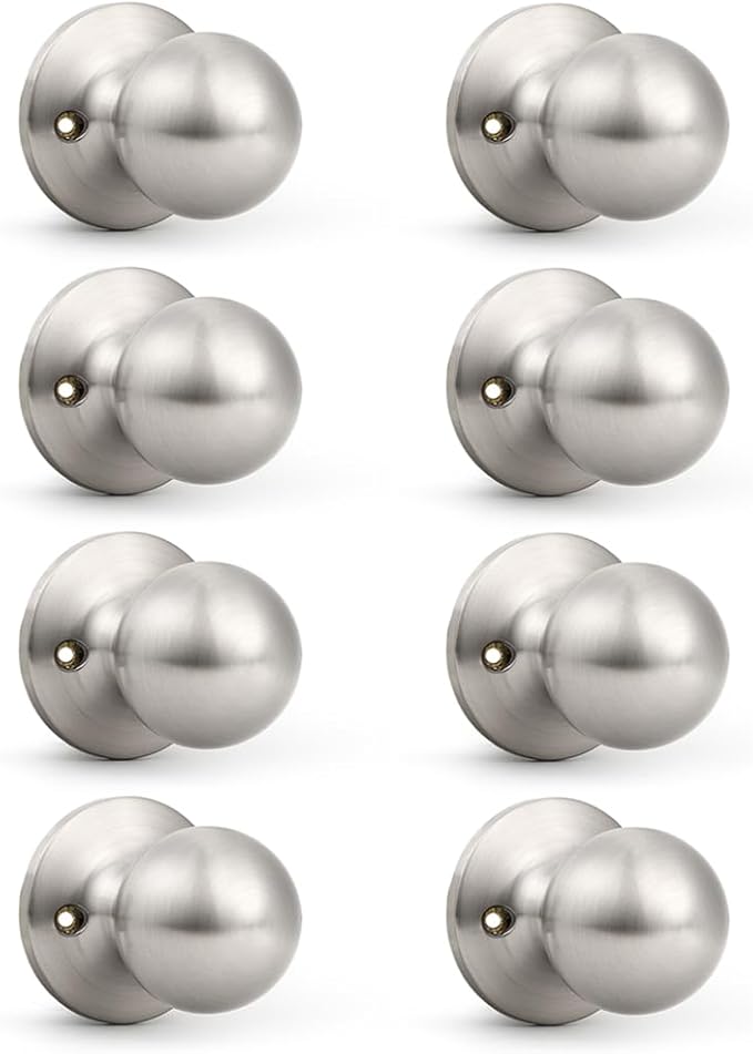 Probrico Dummy Door Knob, Single Sided Knobs for Closets/French Doors/Pantry, Brushed Nickel Non-Turning Door Knob Interior Door Push/Pull 8 Pack