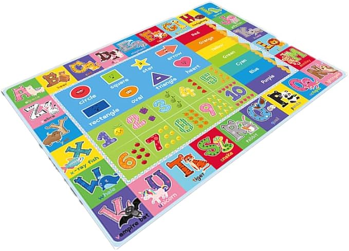 ABC Carpet,Kids Carpet for Playroom, Classroom Floor Play Mat for Kids,Preschool Rugs wtih ABC, Numbers, Animals, Extra Large Thick (110X78.7 Inch)…