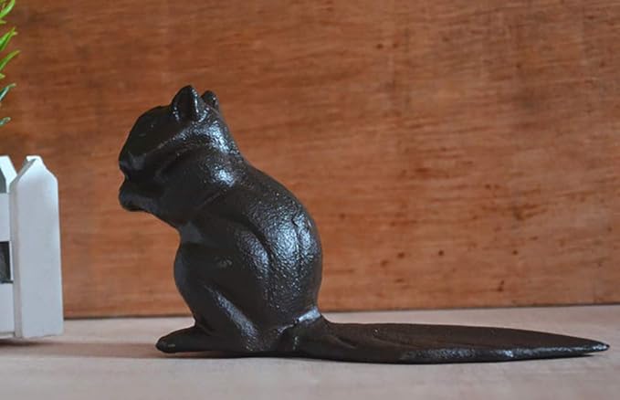 Chezmax Door Stopper, Cast Iron Security Door Stop Gate Wedge Door Holder, Decorative Vintage Heavy Duty Solid Door Stopper, Rustic Floors Decor for Home Patio Bar Office Bedroom, Squirrel Shape