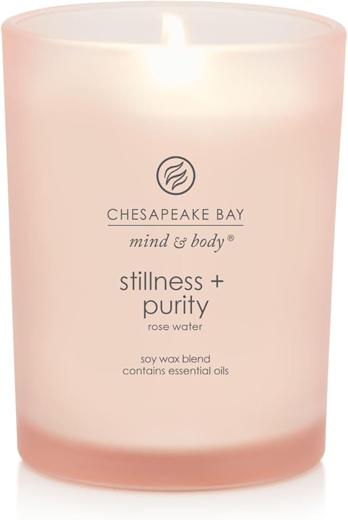 Chesapeake Bay Candle Scented Candle Stillness + Purity (Rose Water) Medium Jar 8 Ounce Home Décor