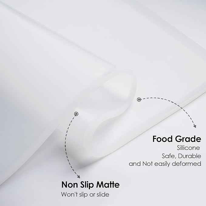 Translucent Silicone Placemats for Toddlers-Kids Dinner Placemat Reusable Portable Food Mat for Travel and High Chairs with Raised Edges Heat Resistant for Silicone Mat(1 Pack 19.7" x 15.7")