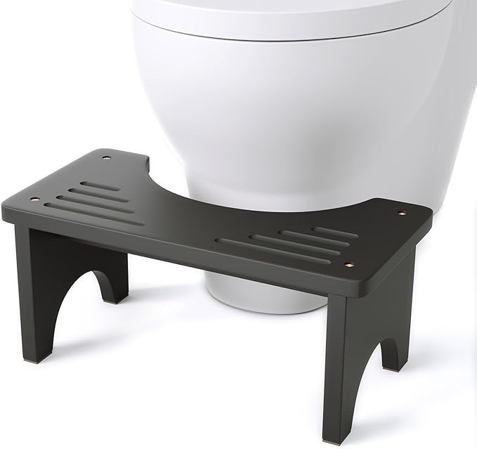 Uaniar Black Poop Stool Adult, Bamboo Wooden Toilet Stool Squat, Squatting Pooping Stools for Adults, Wood Toilet Foot Potty for Bathroom, Black