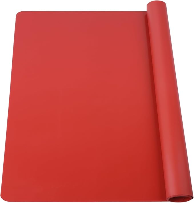 Extra Large Silicone Mats For Kitchen Counter, Food Grade Silicone Placemats for Kids, Nonstick Silicone Mat for Baking Crafts, Heat Resistant Mat Pastry Mat for Rolling Dough Nonslip,27.6''x19.7''Red