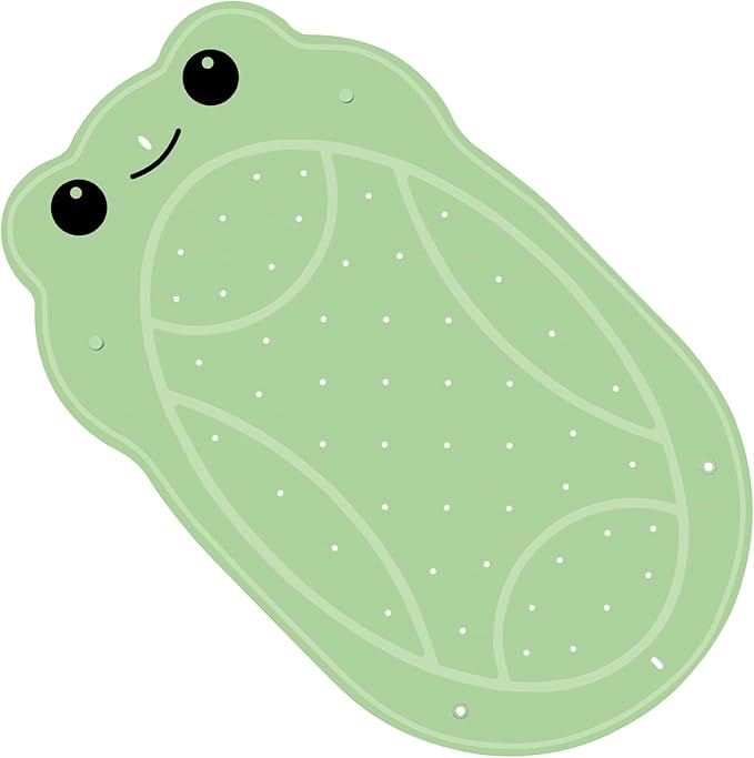 SZTCECDM Green Non-Slip Bathtub Mat for Baby & Kids, Safe & Soft Bath Mat with Strong Suction Cups, Toddler Bath Mat for Tub and Shower, Cute Frog Shower Mat